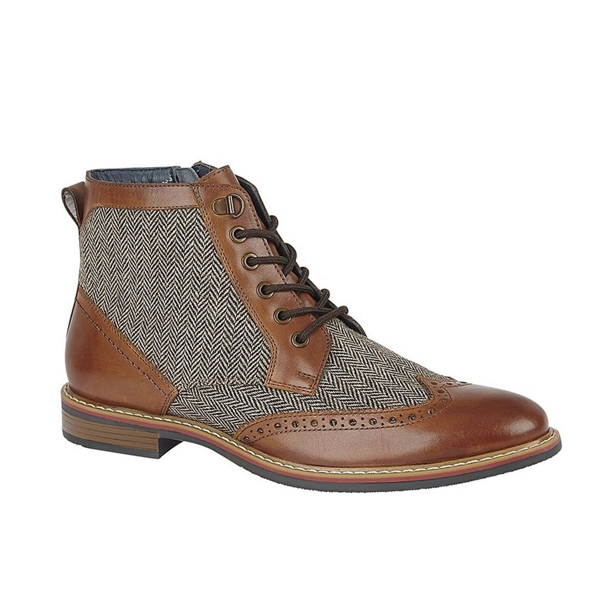 Herringbone Leather Ankle Boots