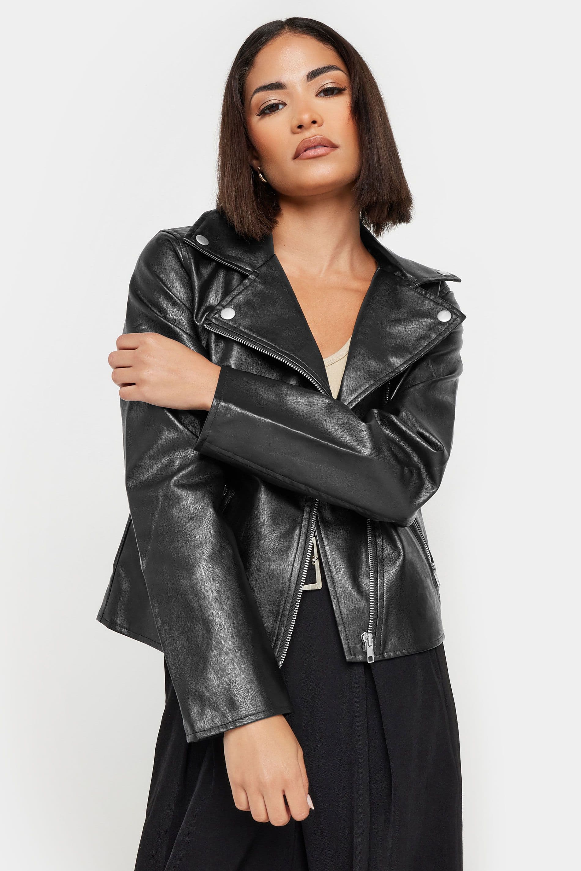 PixieGirl Women's Petite Faux Leather Jacket in Black | Size: 6