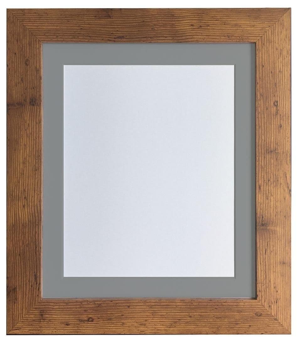 Metro Vintage Wood Frame Dark Grey Mount A3 Image A4