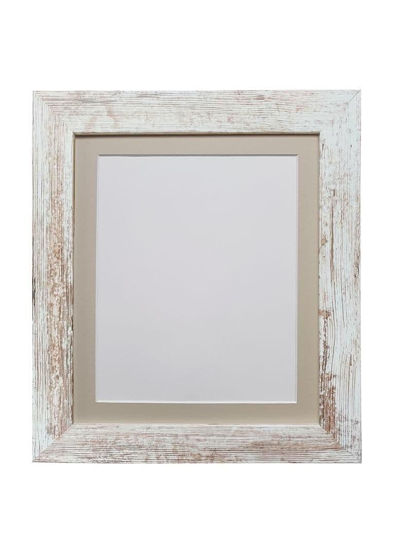 Metro Distressed White Frame Light Grey Mount 60 x 80CM Image x 70 CM