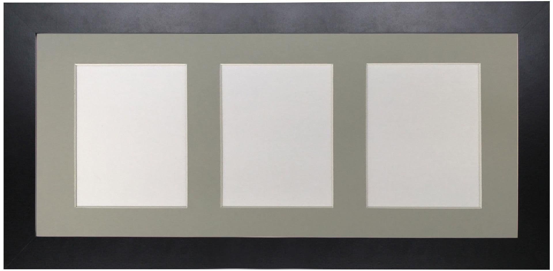 Metro Black Frame Light Grey Mount 3 Image Sizes 7 x 5 Inch