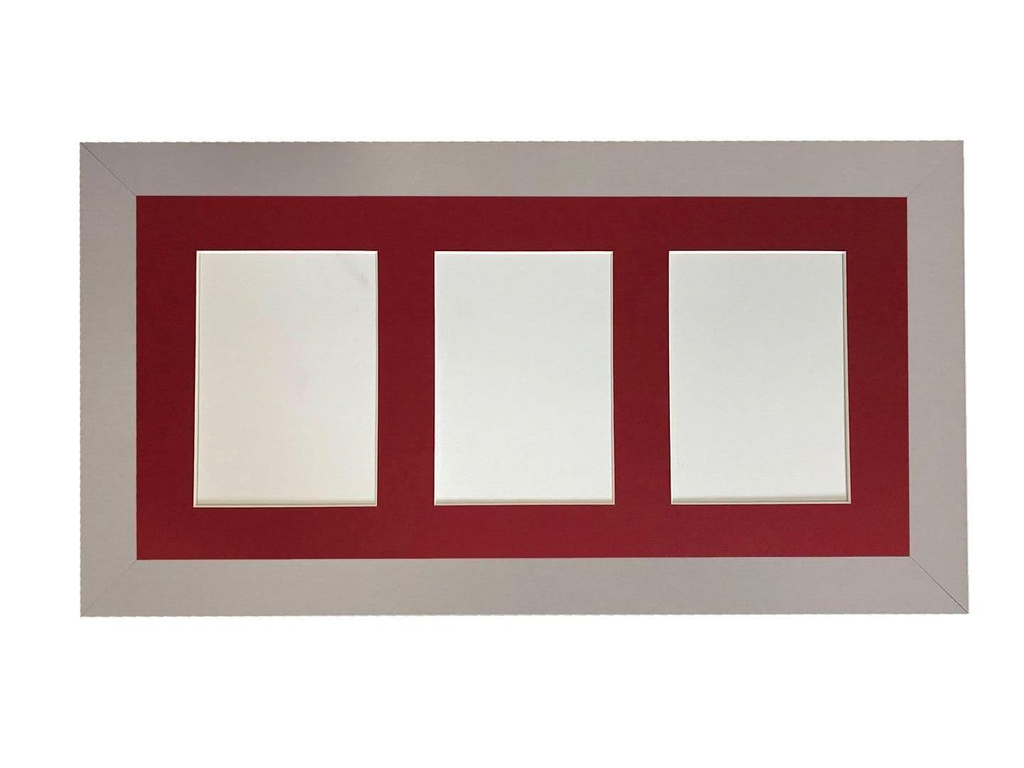 Metro Light Grey Frame Red Mount 3 Image Sizes 7 x 5 Inch