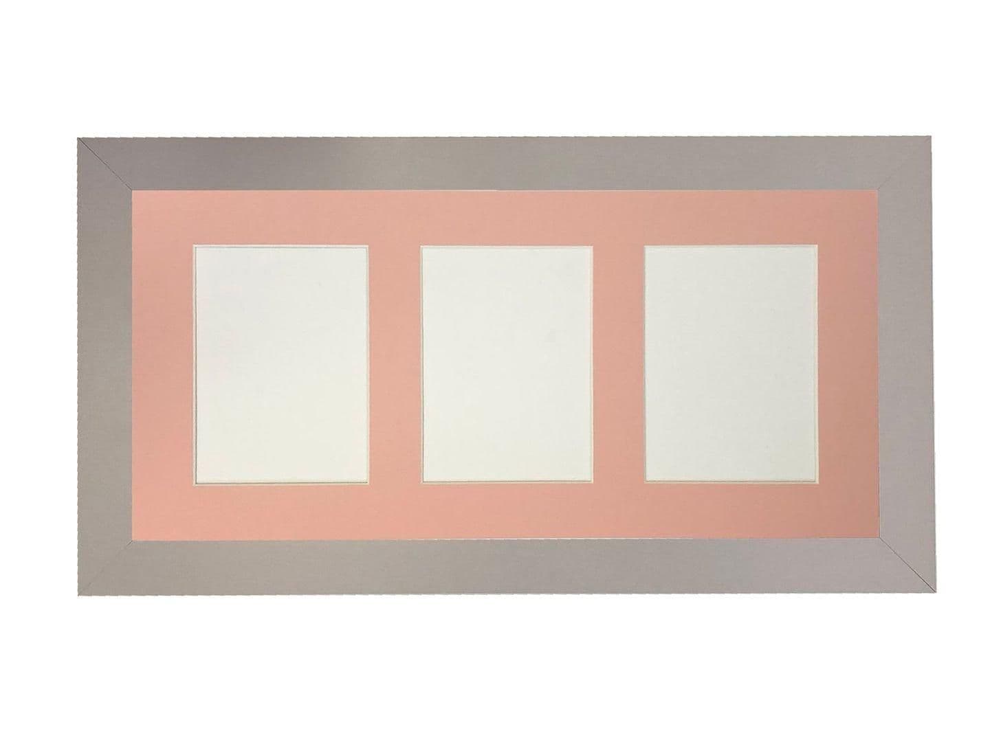 Metro Light Grey Frame Pink Mount 3 Image Sizes 7 x 5 Inch