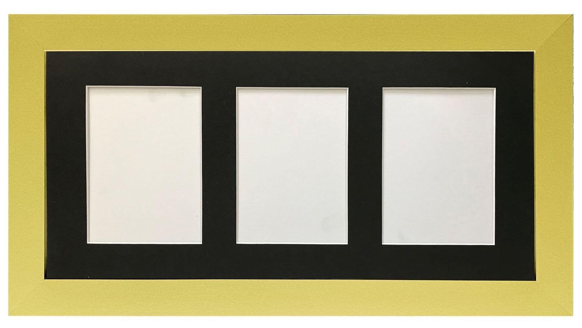 Metro Gold Frame Mount 3 Image Sizes 7 x 5 Inch