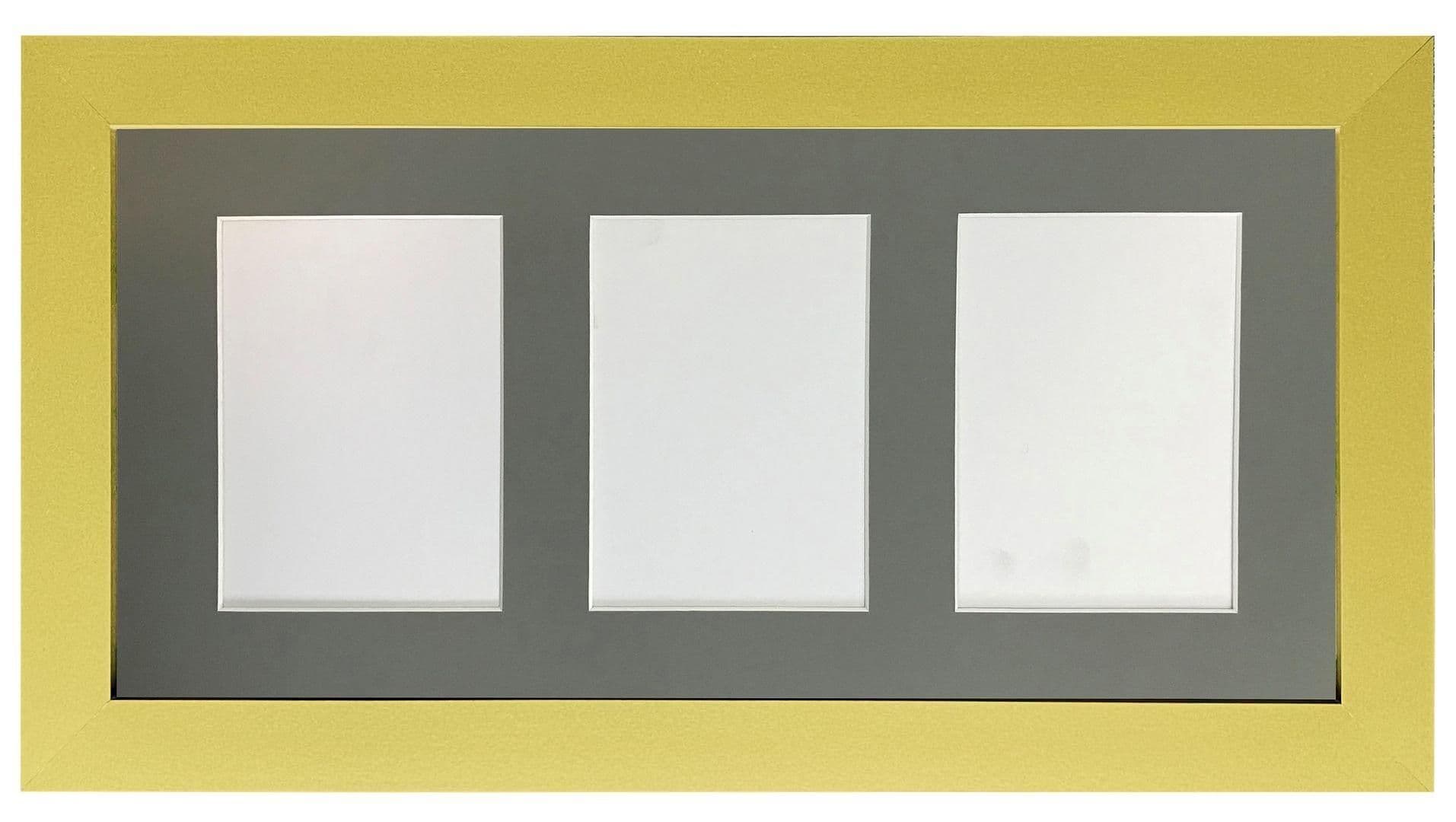 Metro Gold Frame Dark Grey Mount 3 Image Sizes 7 x 5 Inch