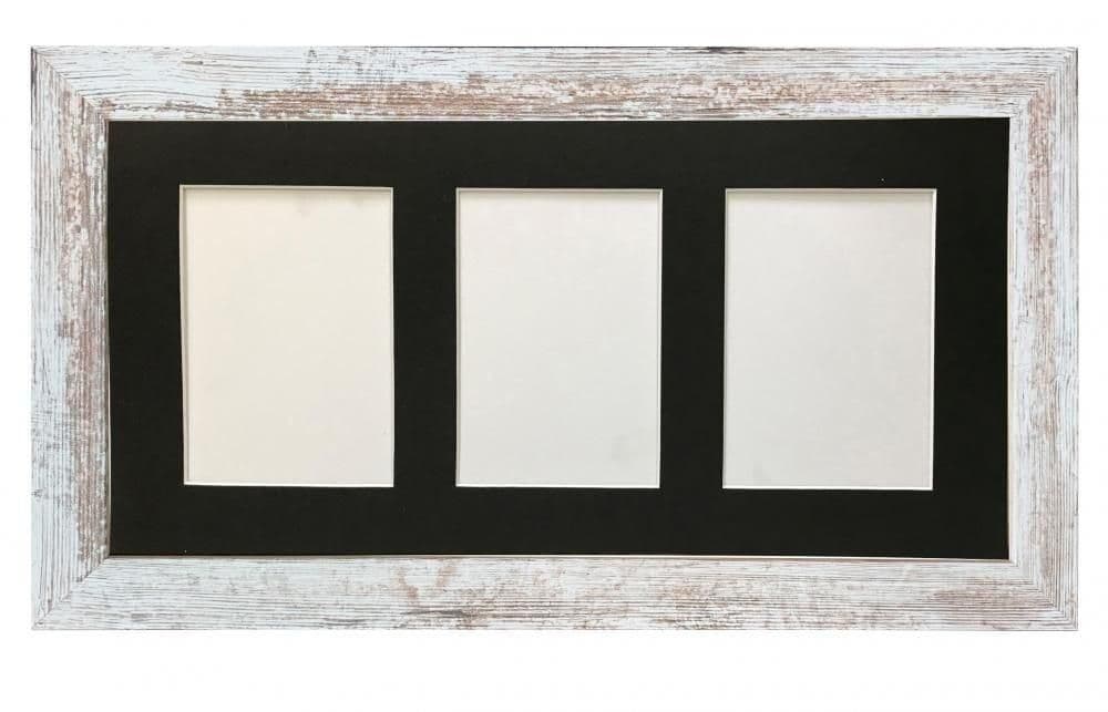 Metro Distressed White Frame Mount 3 Image Sizes 7 x 5 Inch