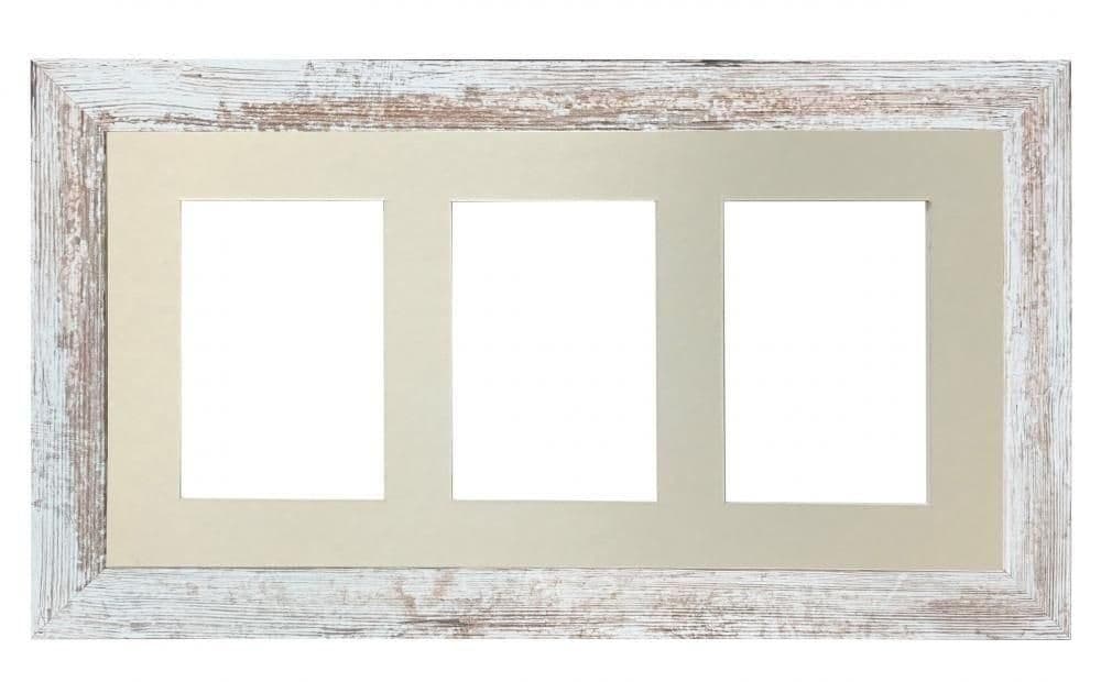 Metro Distressed Frame Ivory Mount 3 Image Sizes 7 x 5 Inch
