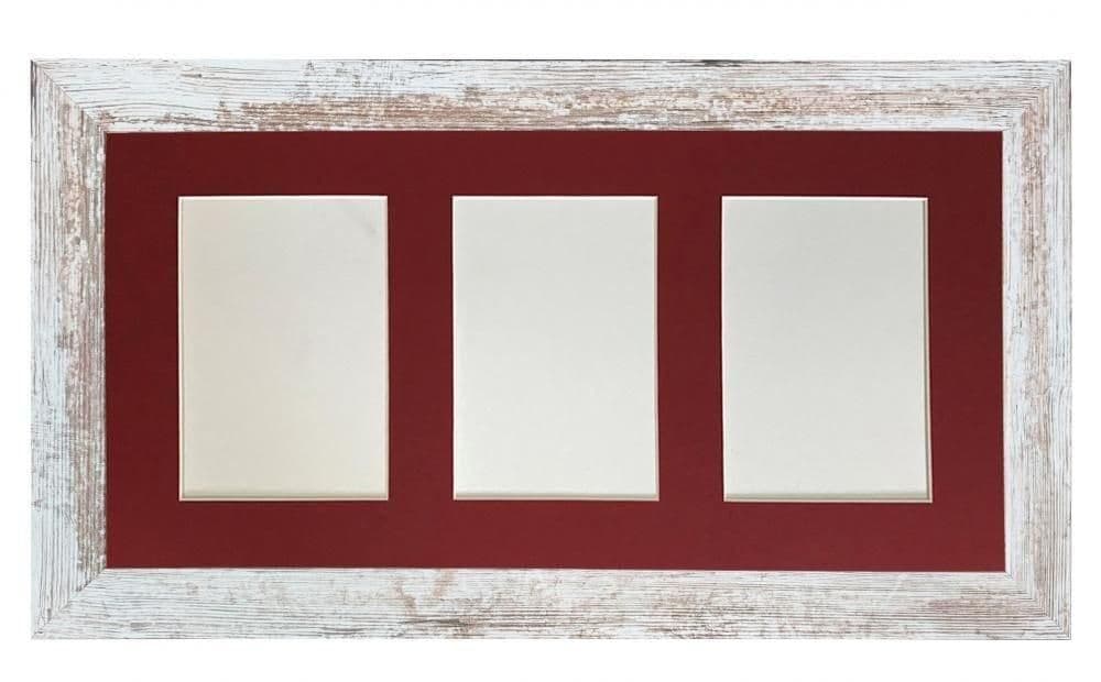 Metro Distressed Frame Red Mount 3 Image Sizes 7 x 5 Inch