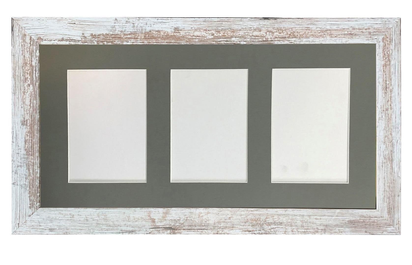 Metro Distressed White Frame Dark Grey Mount 3 Image Sizes 7 x 5 Inch