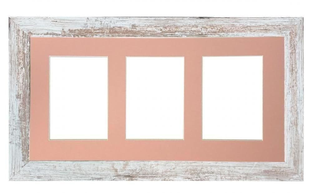 Metro Distressed Frame Pink Mount 3 Image Sizes 7 x 5 Inch