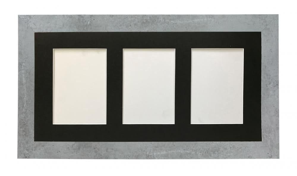 Metro Mineral Grey Frame Mount 3 Image Sizes 7 x 5 Inch