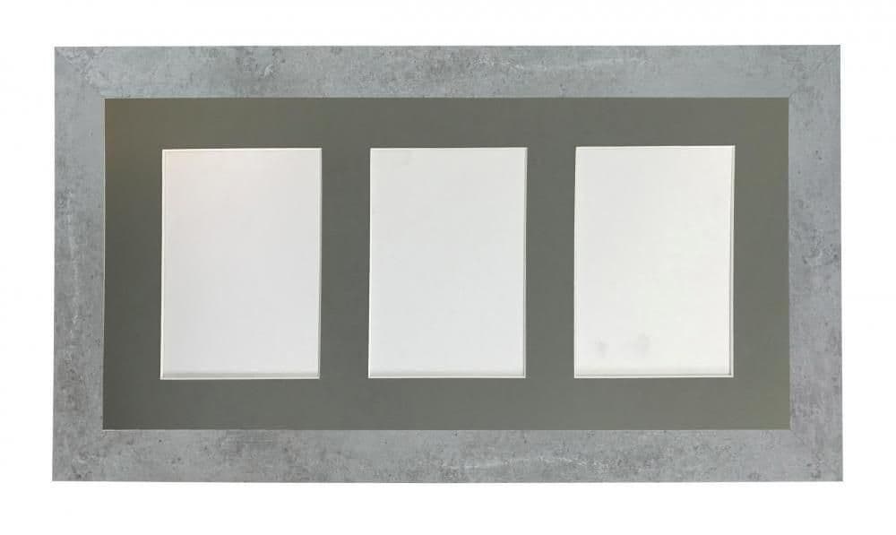 Metro Mineral Grey Frame Dark Grey Mount 3 Image Sizes 7 x 5 Inch
