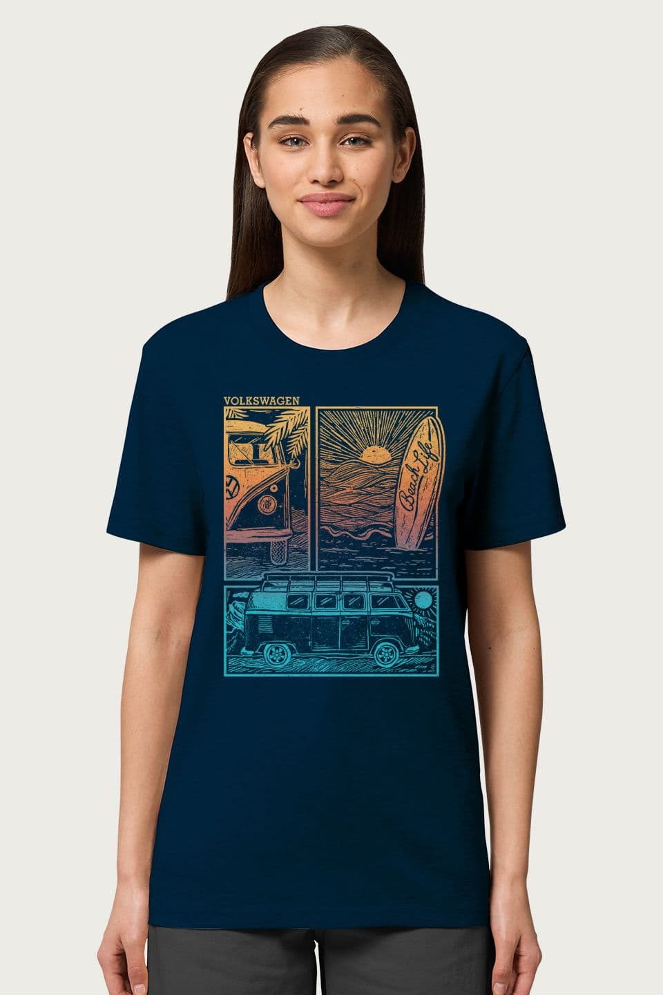 Beach Life Camper Sunset Doodle Relaxed Fit T Shirt