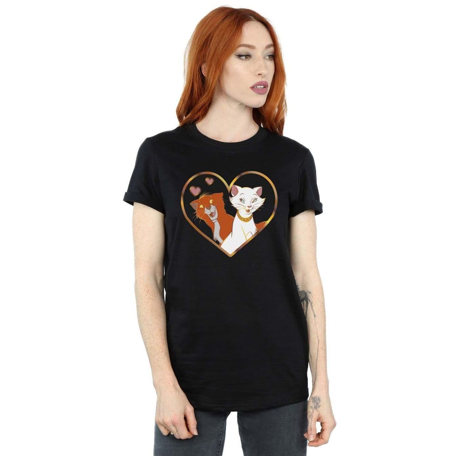 Aristocats Heart Cotton Boyfriend T Shirt
