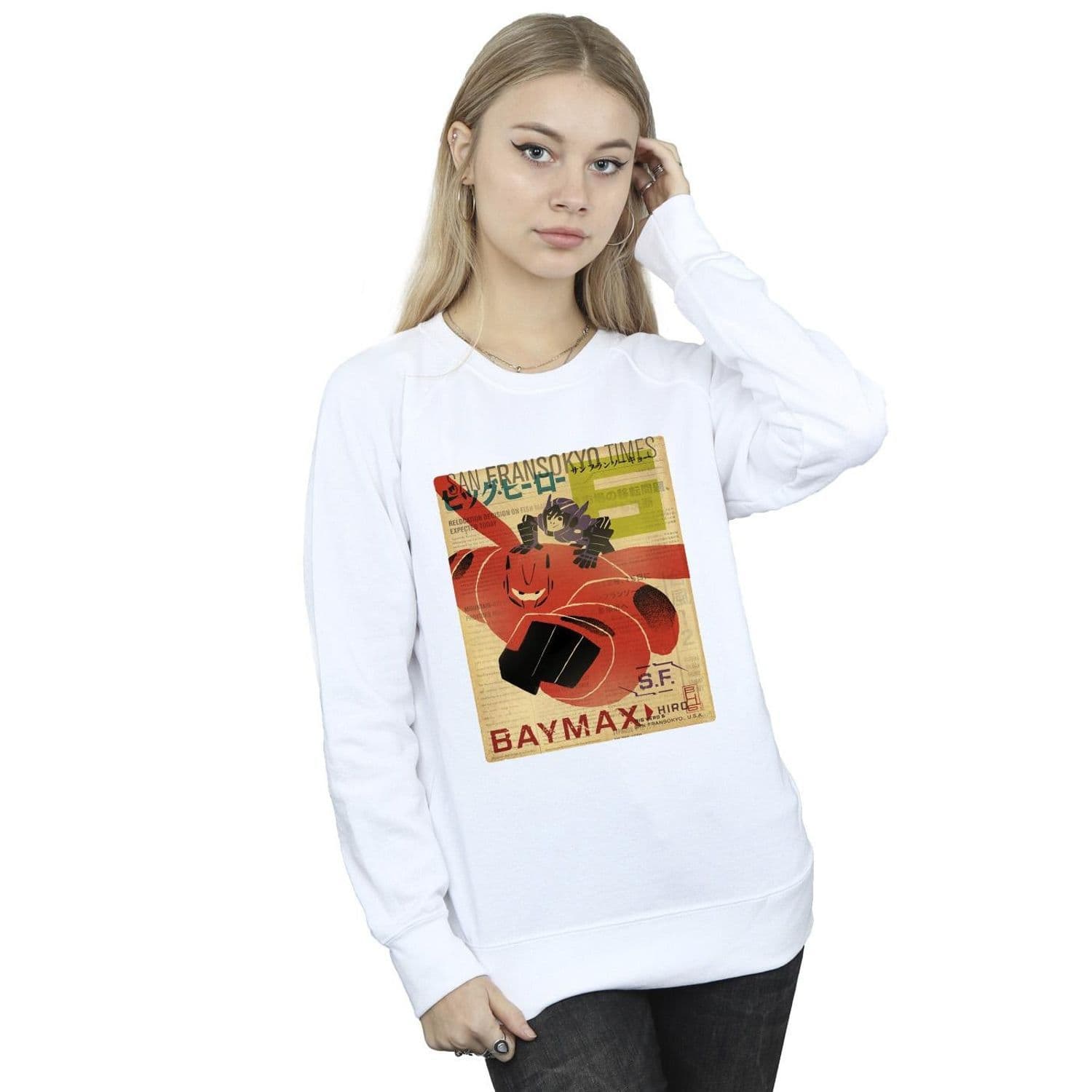 Big Hero 6 Baymax Flying Baymax Newspaper Sweatshirt