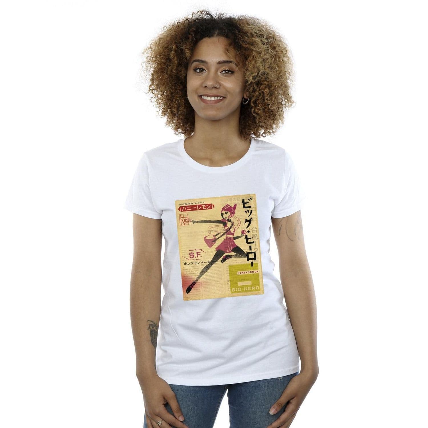 Big Hero 6 Baymax Honey Lemon Newspaper Cotton T Shirt