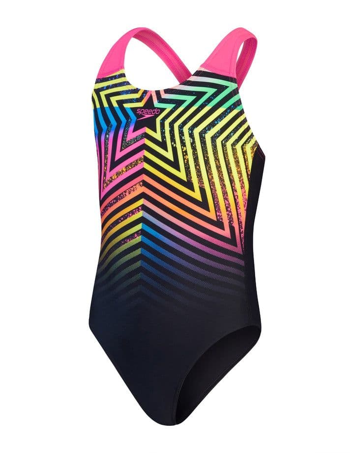 Digital Placement Splashback Swimsuit Black Pink