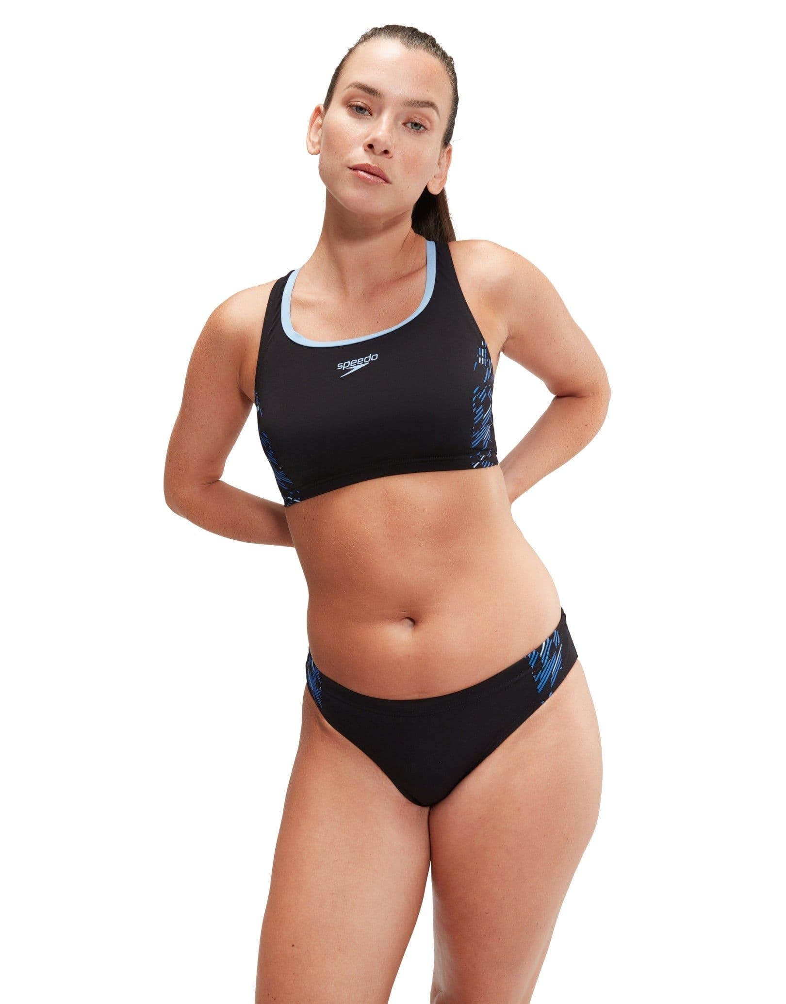 Placement Racerback 2 Piece Swimsuit Black Blue
