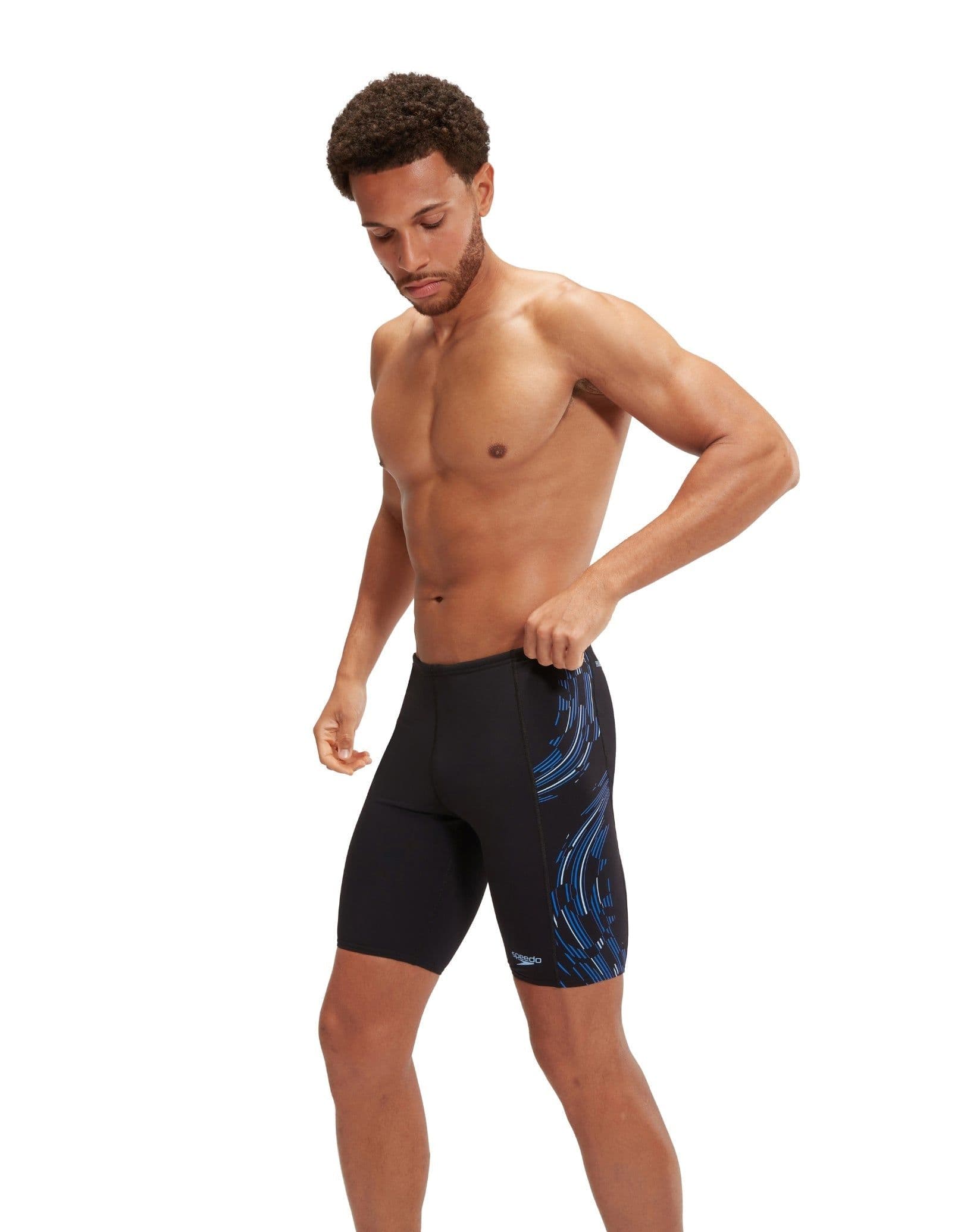 Tech Panel Swim Jammer Black Blue