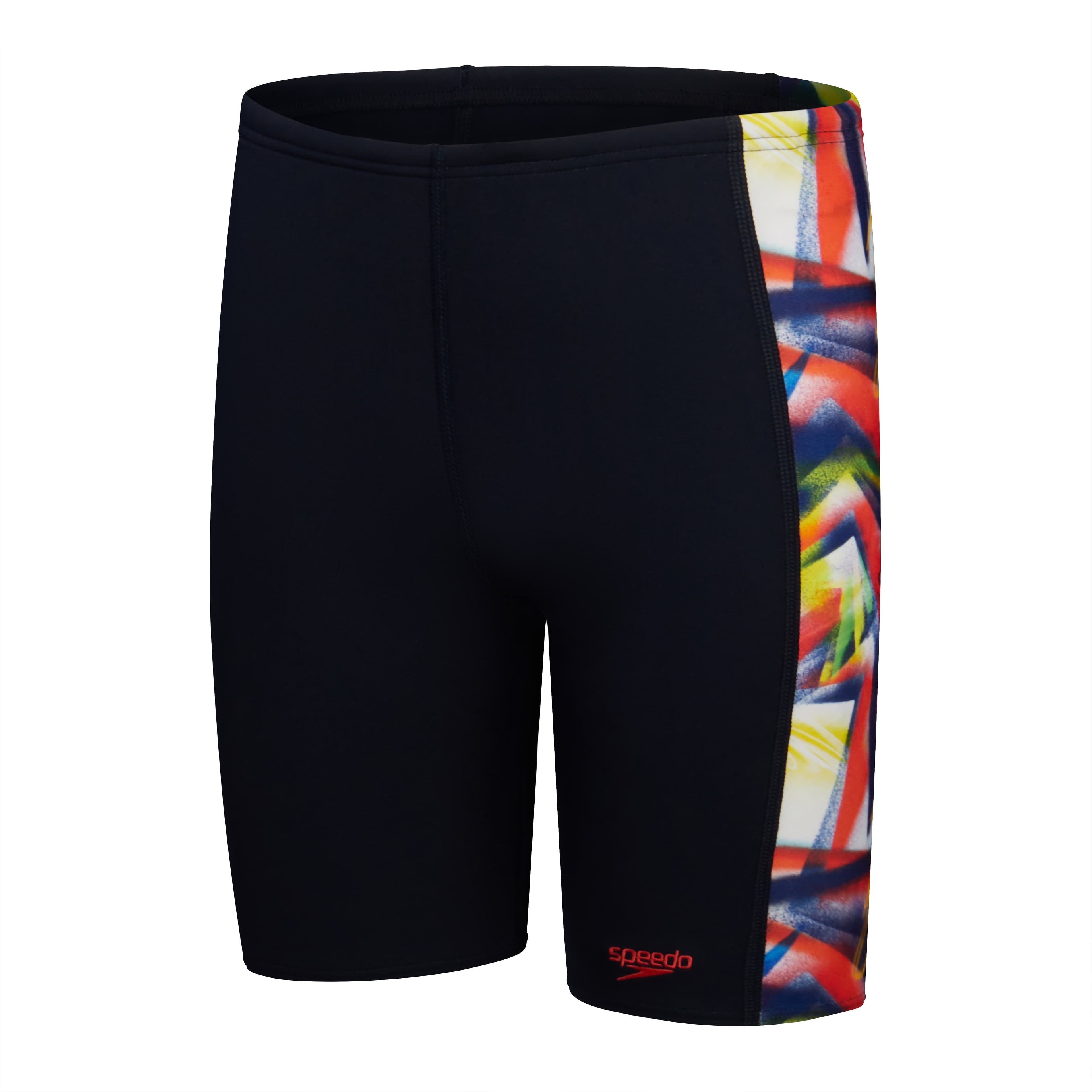 Digital Allover Panel Swim Jammer Black Red