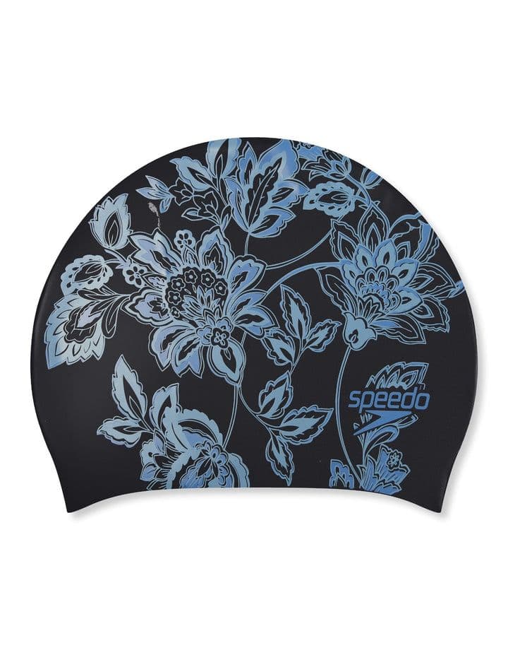 Long Hair Printed Swim Cap Multi Black