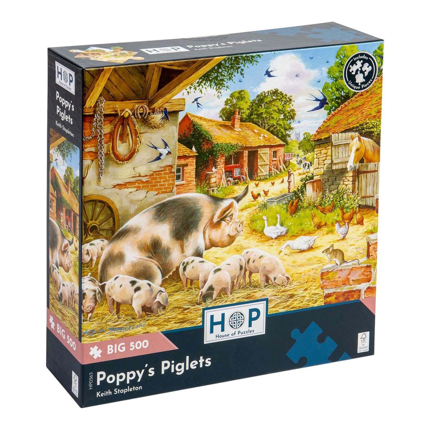 Poppys Piglets BIG 500 Piece Jigsaw Puzzle
