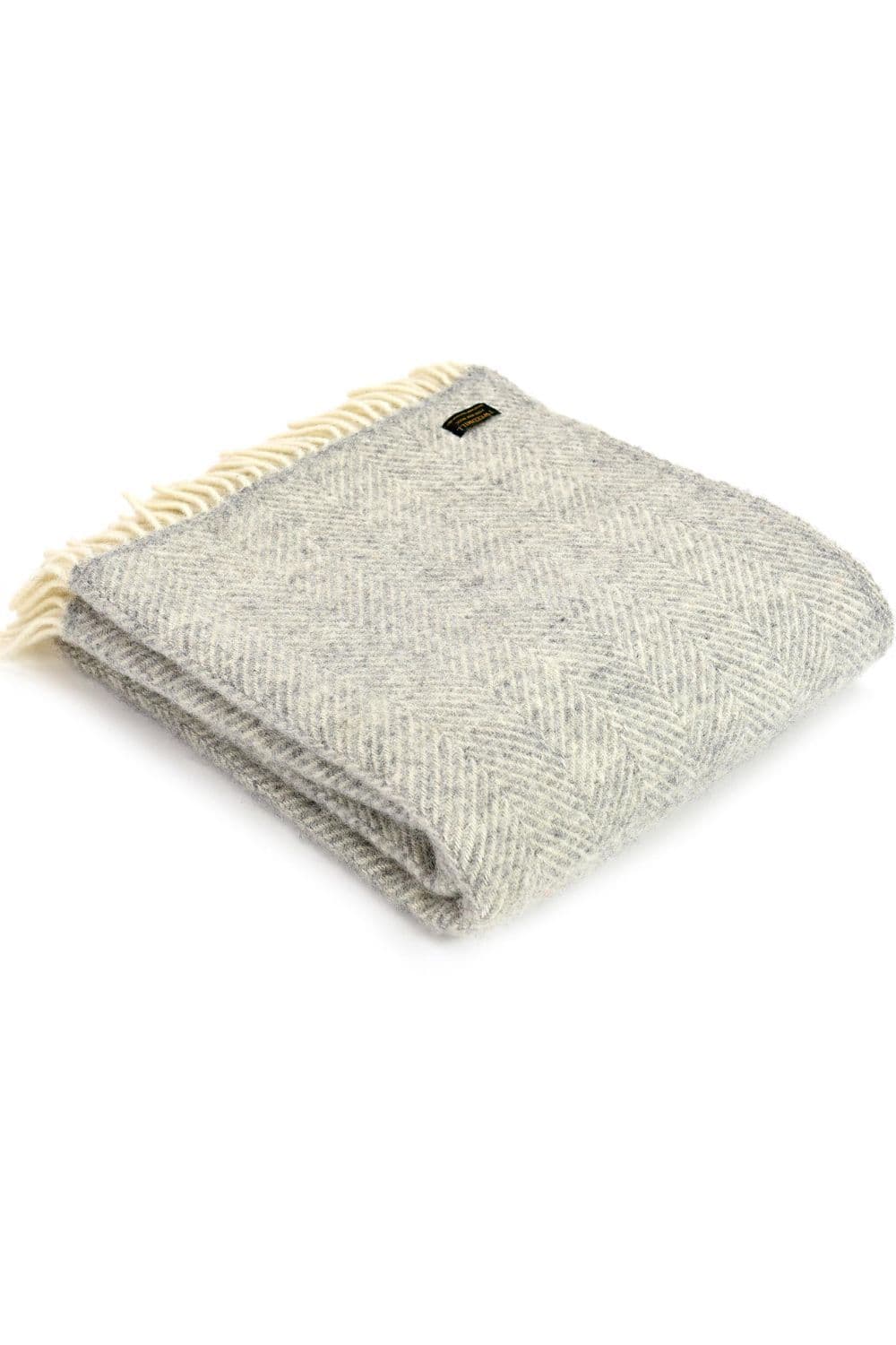 100% Wool Fishbone Silver & Throw Blanket