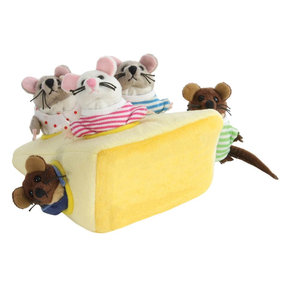 Hide Away Puppets Mouse Family Cheese Finger Puppets
