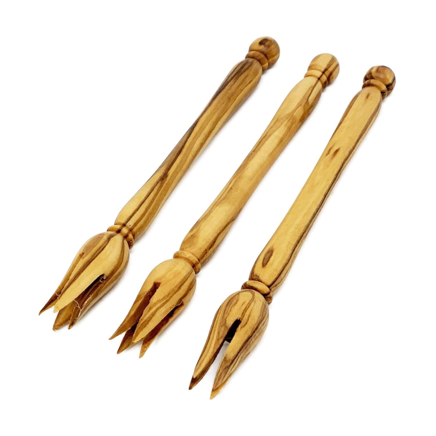 Olive Wood Natural Grained Rustic Kitchen Dining Set of 3 Olive Picks (L) 15cm