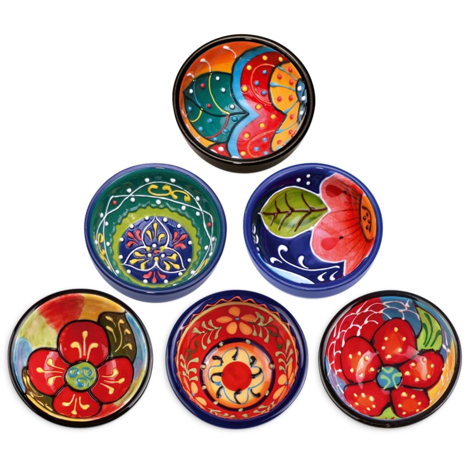 Classic Spanish Hand Painted Kitchen Dining Set of 6 Tapas Bowls (Diam) 7cm