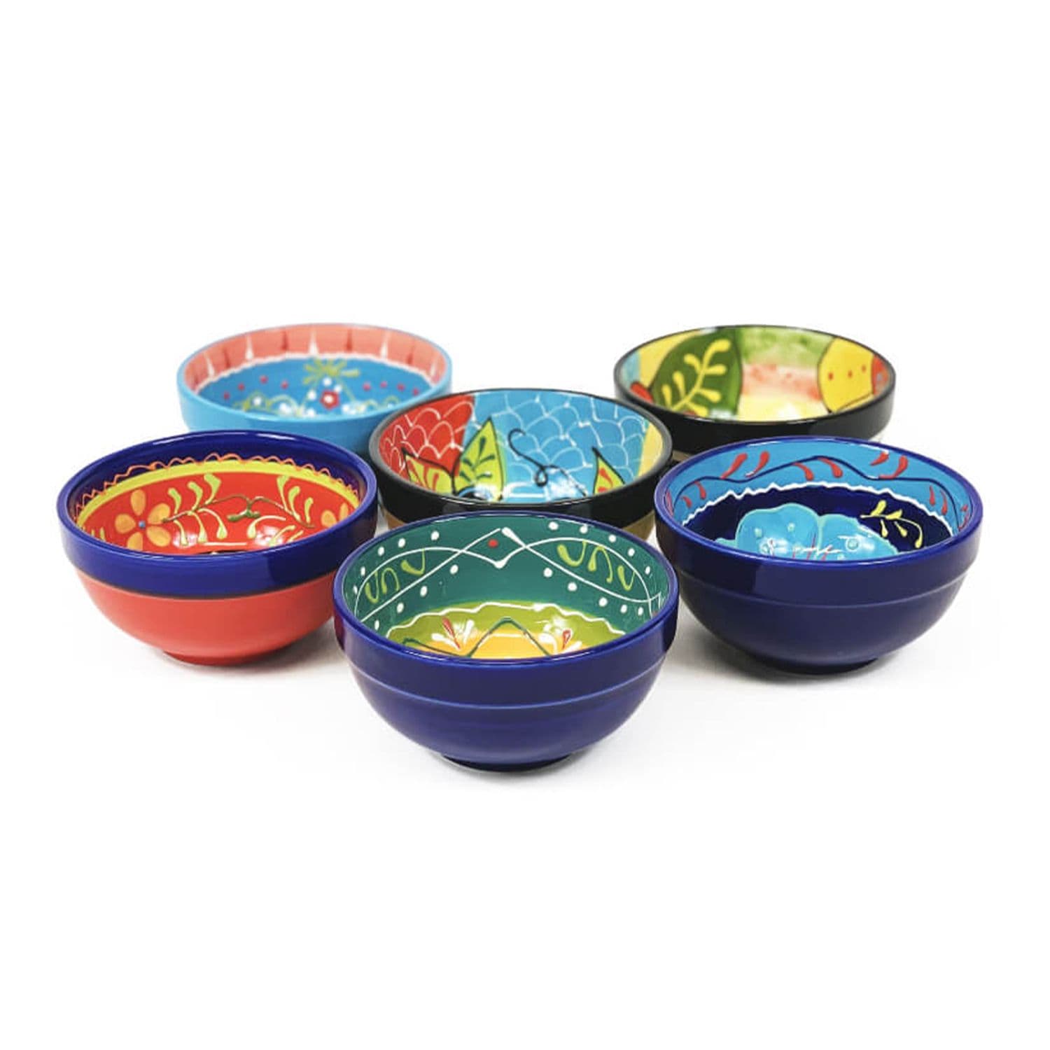 Classic Spanish Hand Painted Kitchen Dining Set of 6 Tapas Bowls (Diam) 12cm