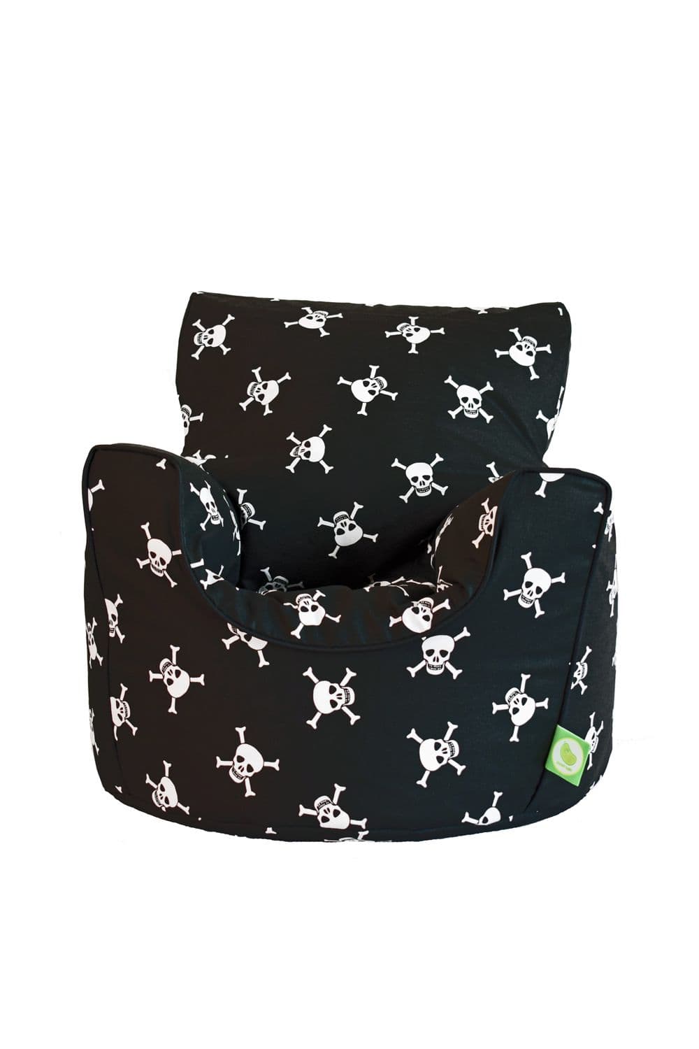 Cotton Black Pirate Skull and Cross Bones Bean Bag Arm Chair Toddler Size