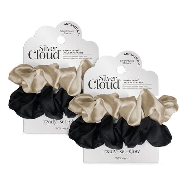 Ion Infused Satin Large Scrunchies Double Pack