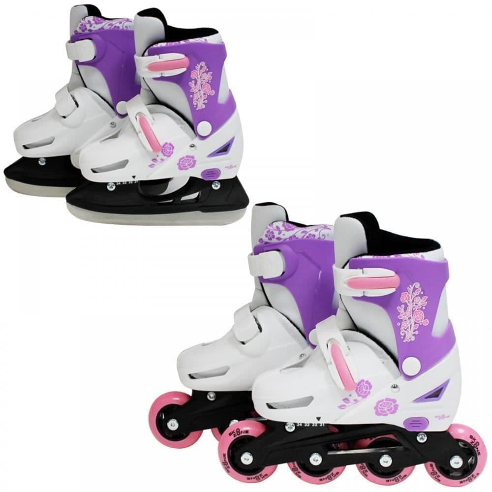 2in1 Adjustable Inline Skates Ice Skating Set Small 9 12