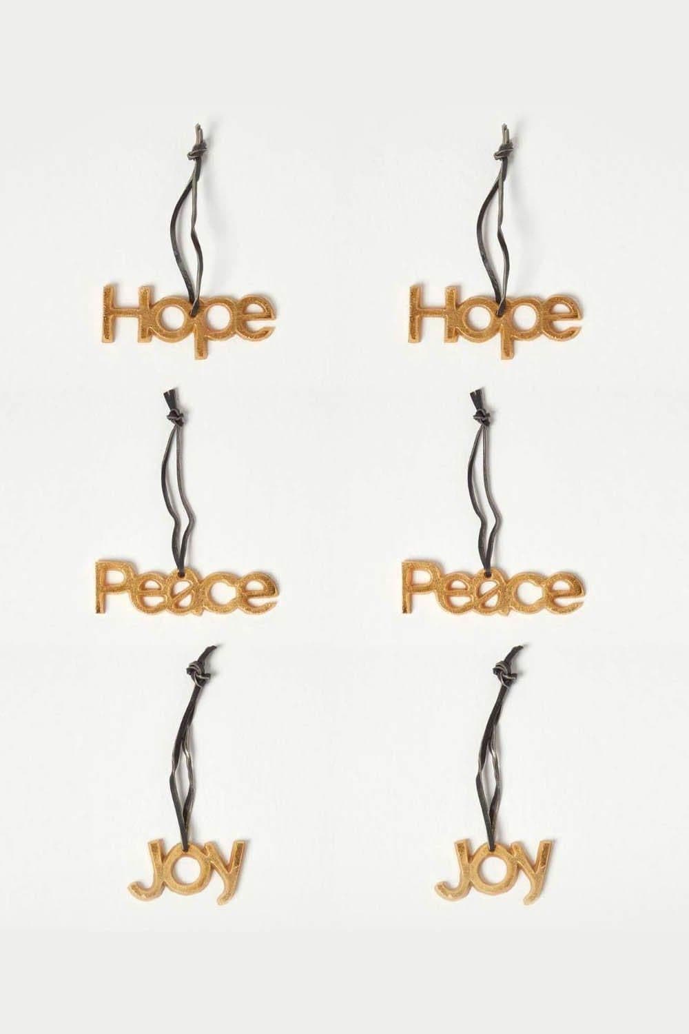 Set 3 Christmas Ornaments Hope Joy Peace