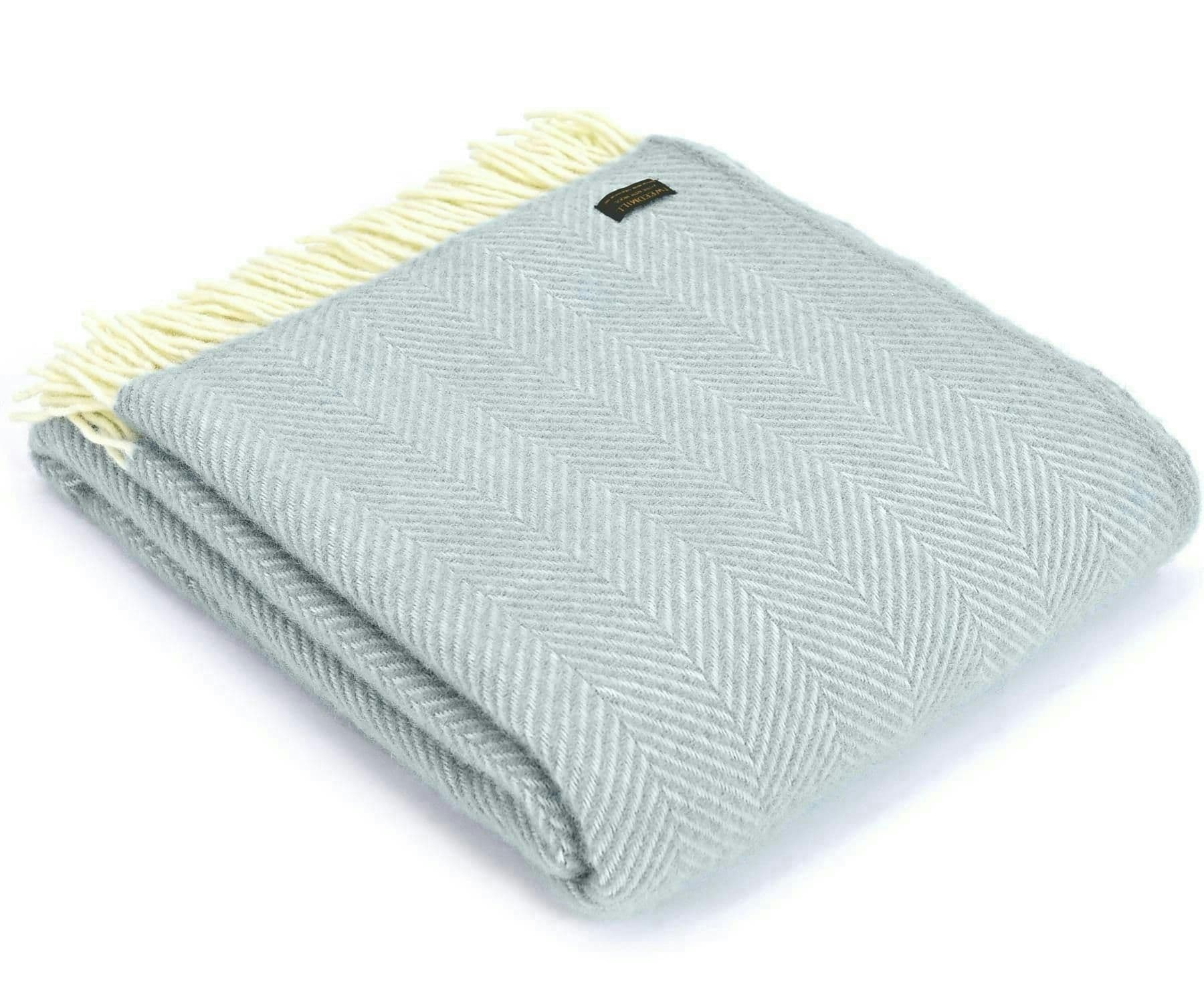 100% Wool Fishbone Duck Egg Throw Blanket