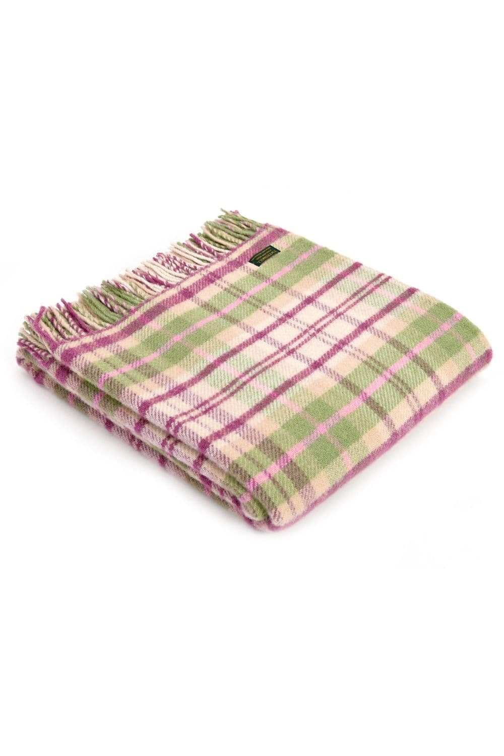 100% Wool Checked Throw Blanket
