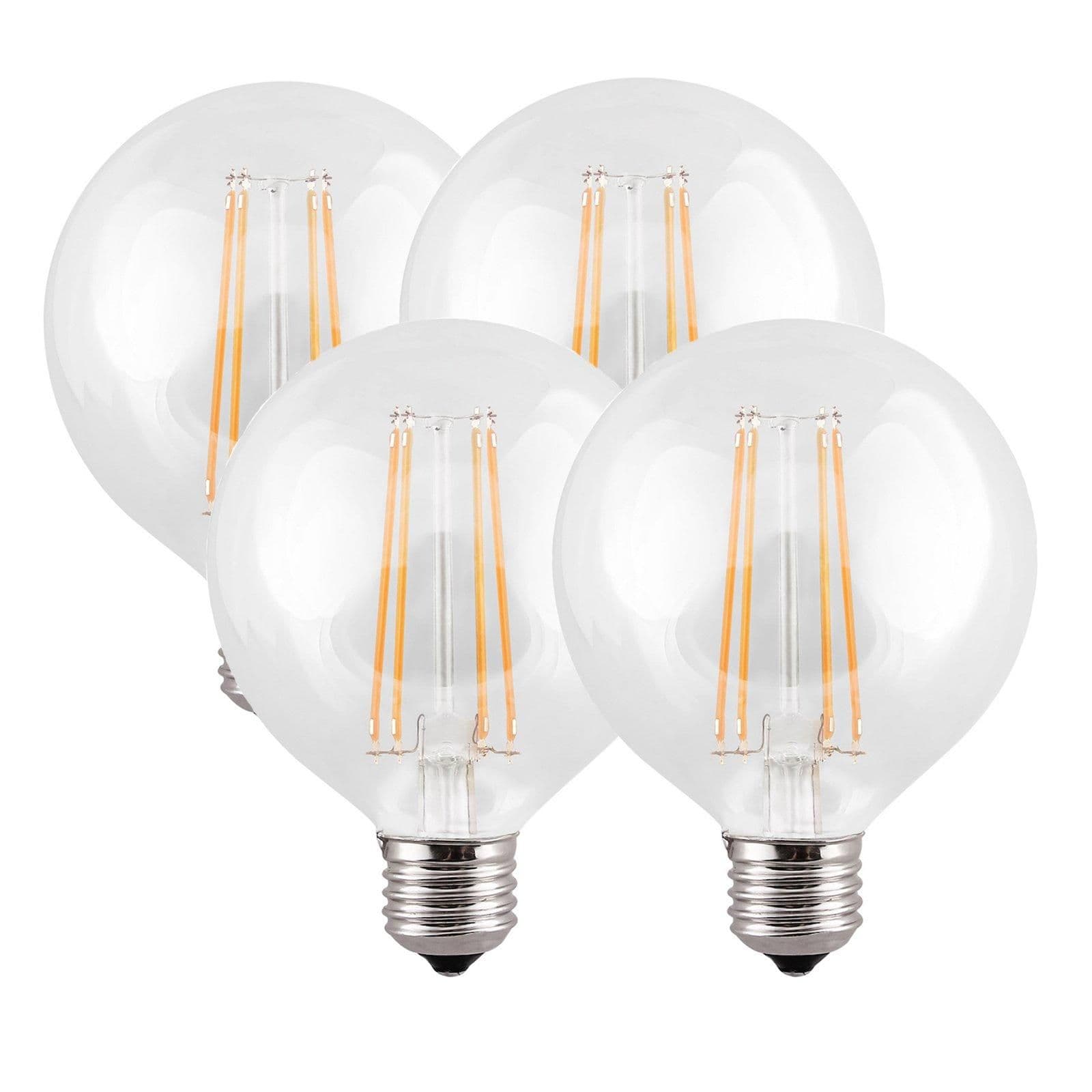 8 Watts G95 E27 LED Bulb Clear Globe Warm Dimmable Pack 4
