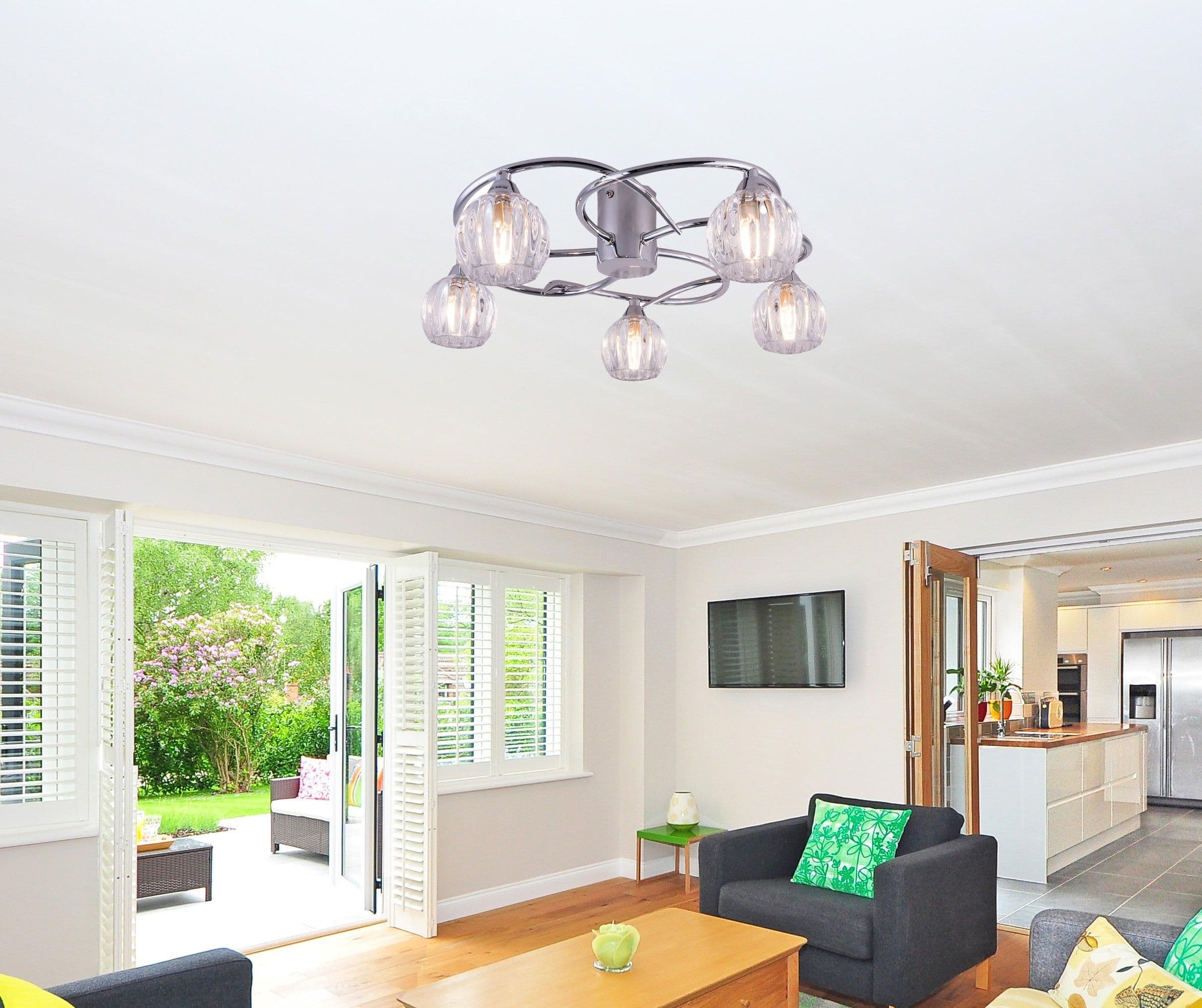 BOLLA LED 5 Lights Energy Saving LED Ceiling Light Polished Chrome Warm 3000K Bulbs Included