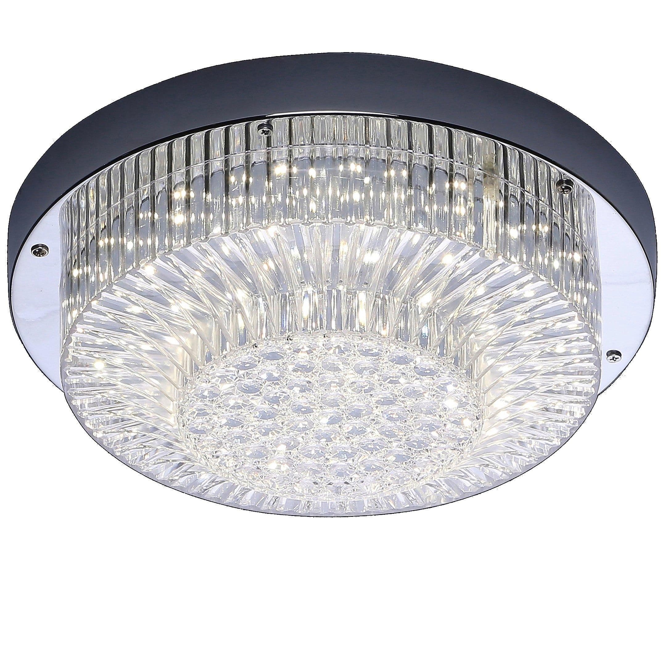 Cleo Polished Chrome Acrylic Shade Integrated LED Flush Ceiling Light Natural