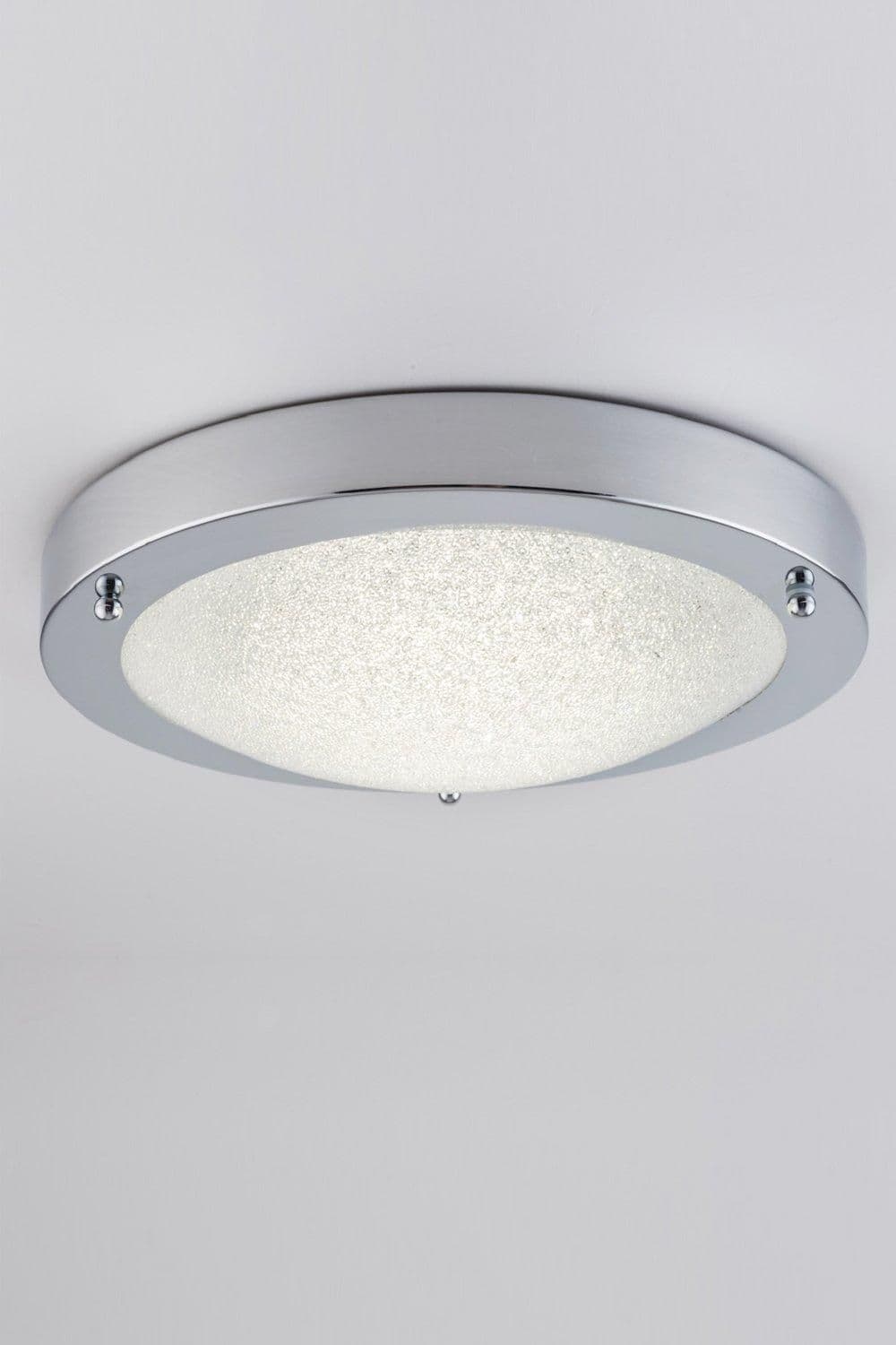 LED Bathroom Ceiling Light Chrome Finish Glass Shade Natural