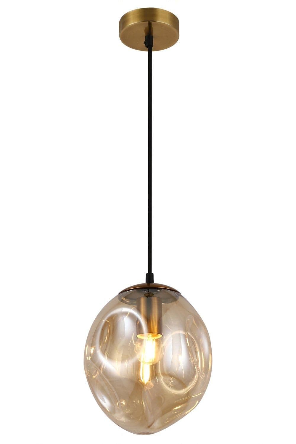 Pendant Ceiling Light Oval Shade Champagne Finish