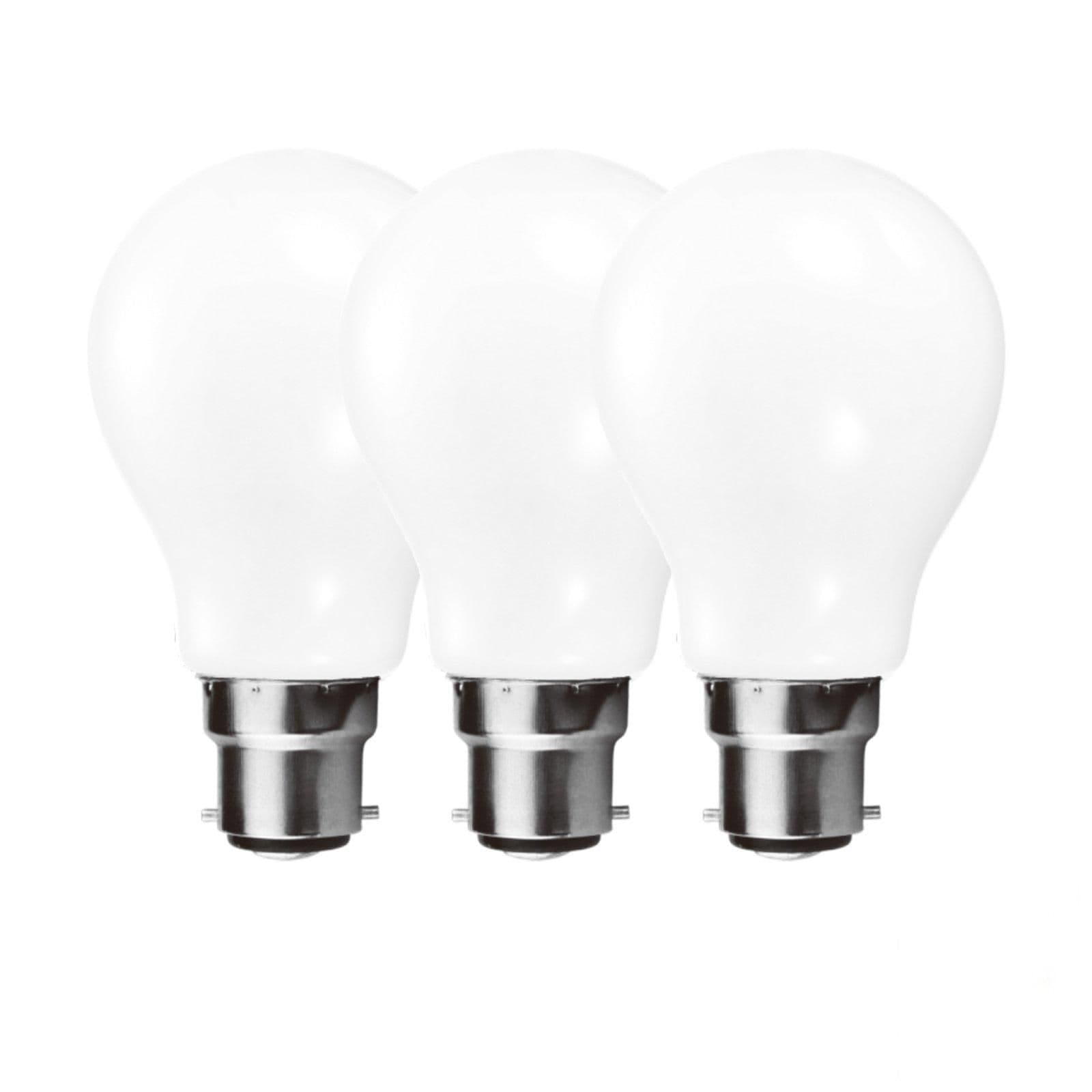 9 Watts GLS B22 BC Bayonet LED Light Bulb Opal Warm Dimmable Pack 3