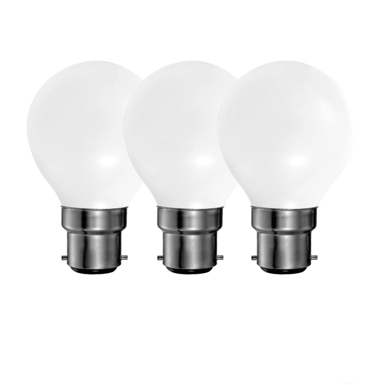 5 Watts B22 BC Bayonet LED Light Bulb Opal Golf Ball Warm Dimmable Pack 3