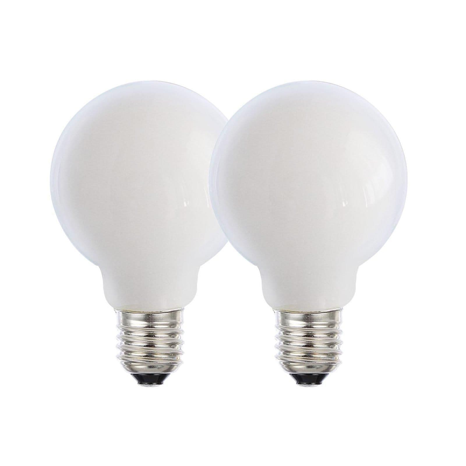 8 Watts G95 E27 LED Bulb Opal Globe Warm Dimmable Pack 2