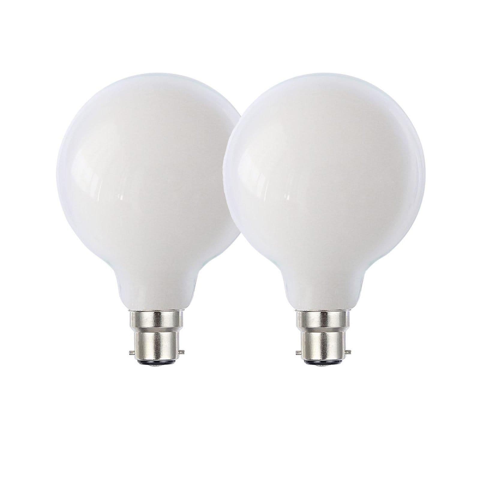 8 Watts G95 B22 BC Bayonet LED Bulb Opal Globe Warm 3000K Dimmable Pack 2