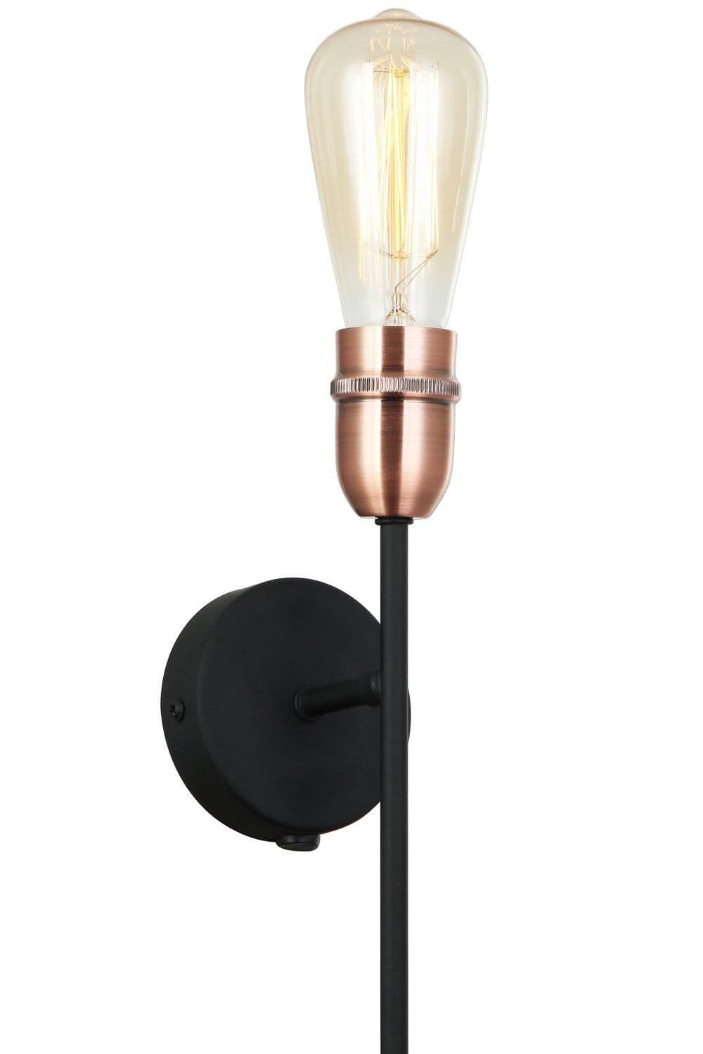 Single Up Wall Light E27 ES Bulb cap On Off Switch