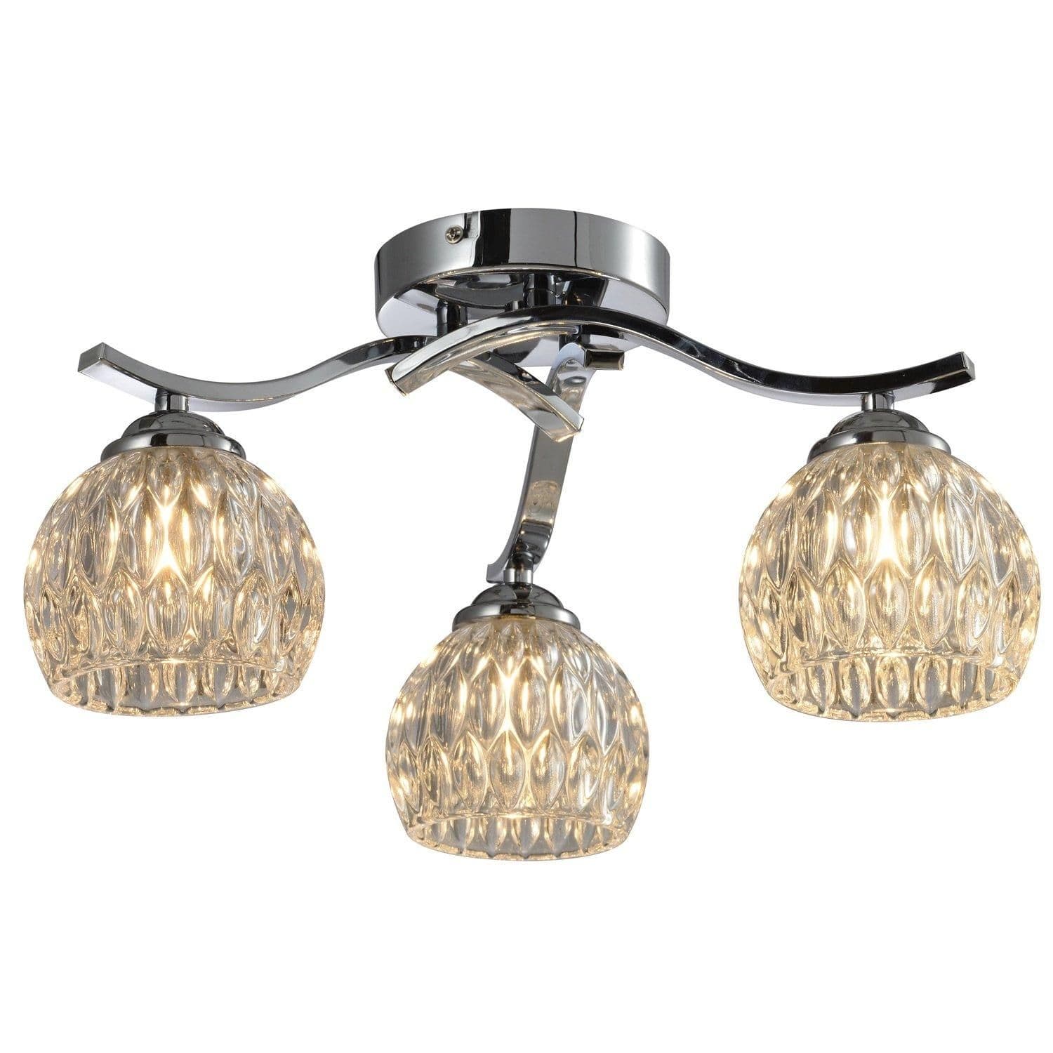 Modern 3 Light Semi Flush Ceiling Light Polished Chrome Finish