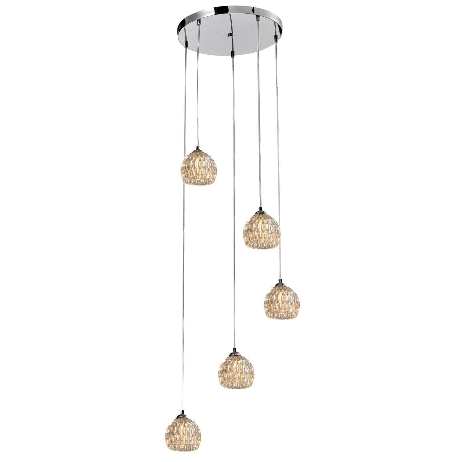 Modern 5 Light Pendant Ceiling Light Polished Chrome Finish