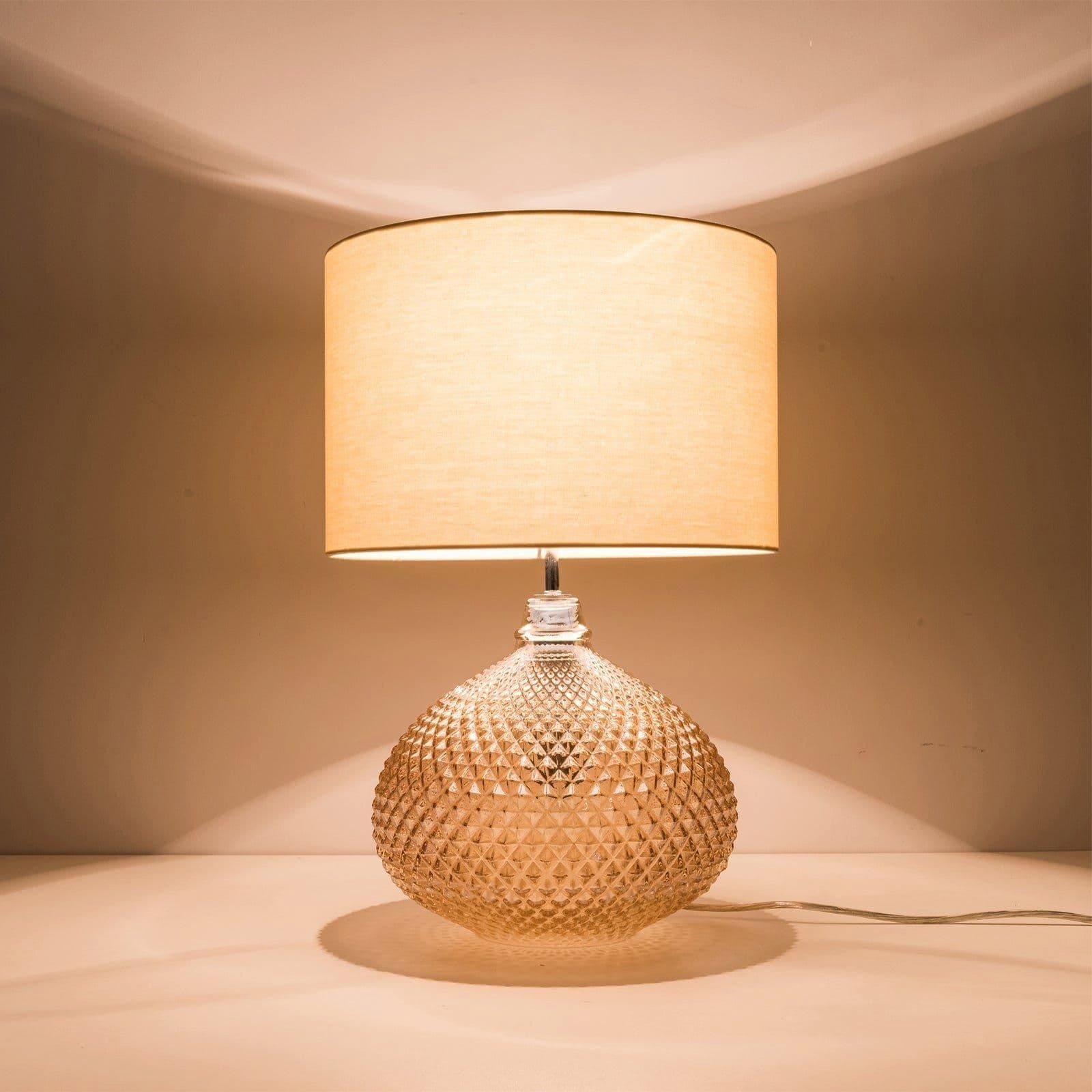 Single Table Lamp Twin On Off Switches Fabric Shade
